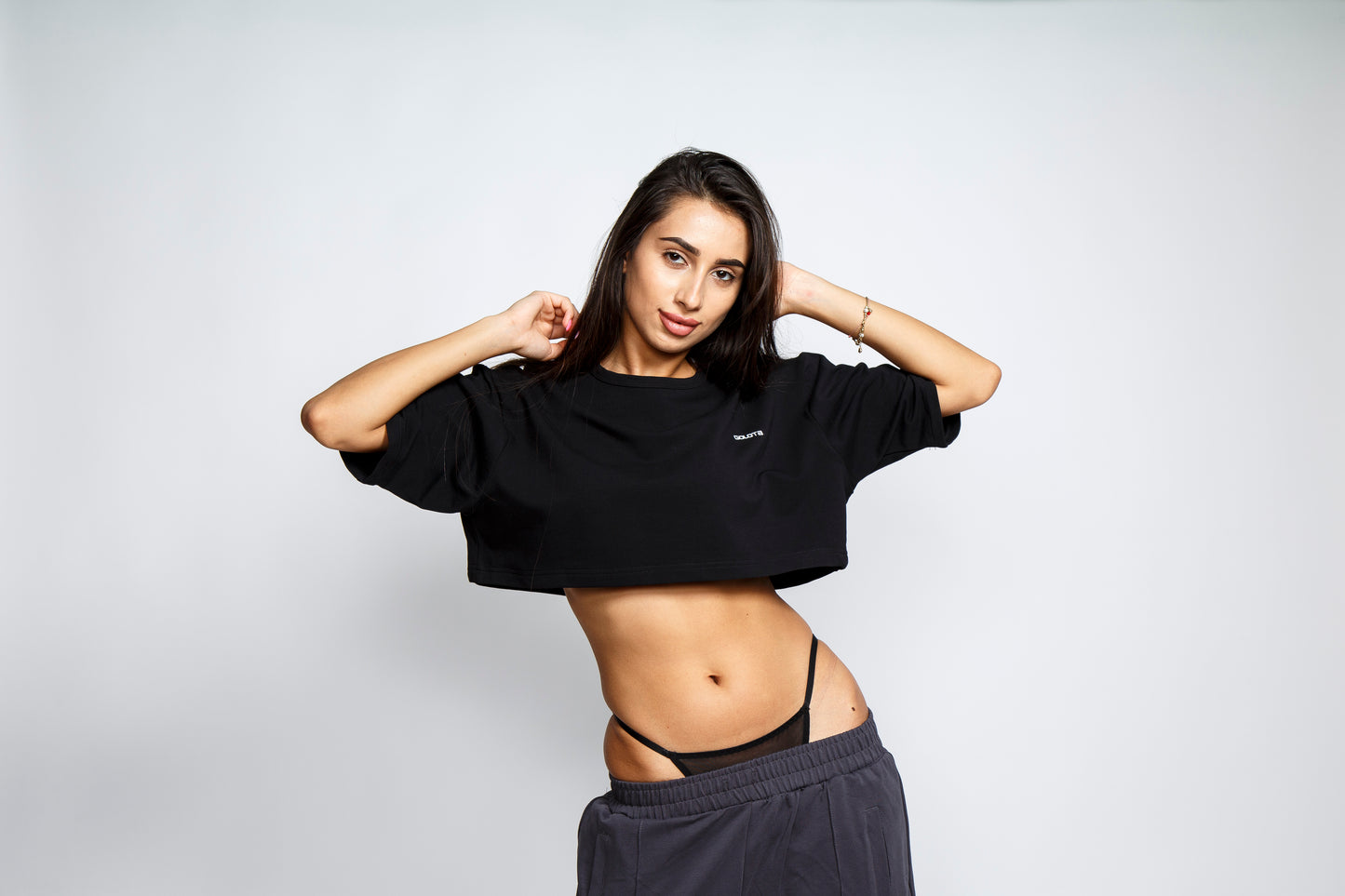 Crop-Top Тениска - Black