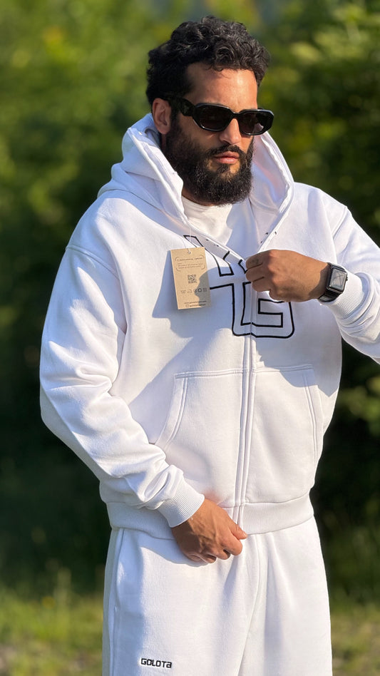 Unisex Oversize Mask Hoodie - Off-White, Logo