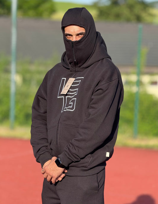 Unisex Oversize Mask Hoodie - Black, Logo