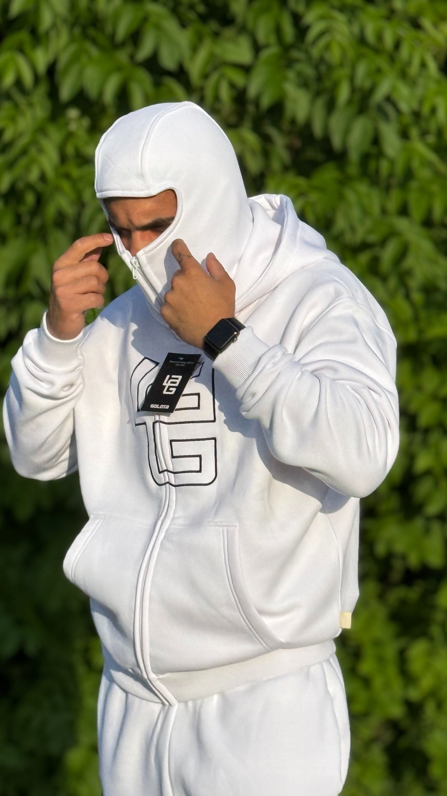 Unisex Oversize Mask Hoodie - Off-White, Logo