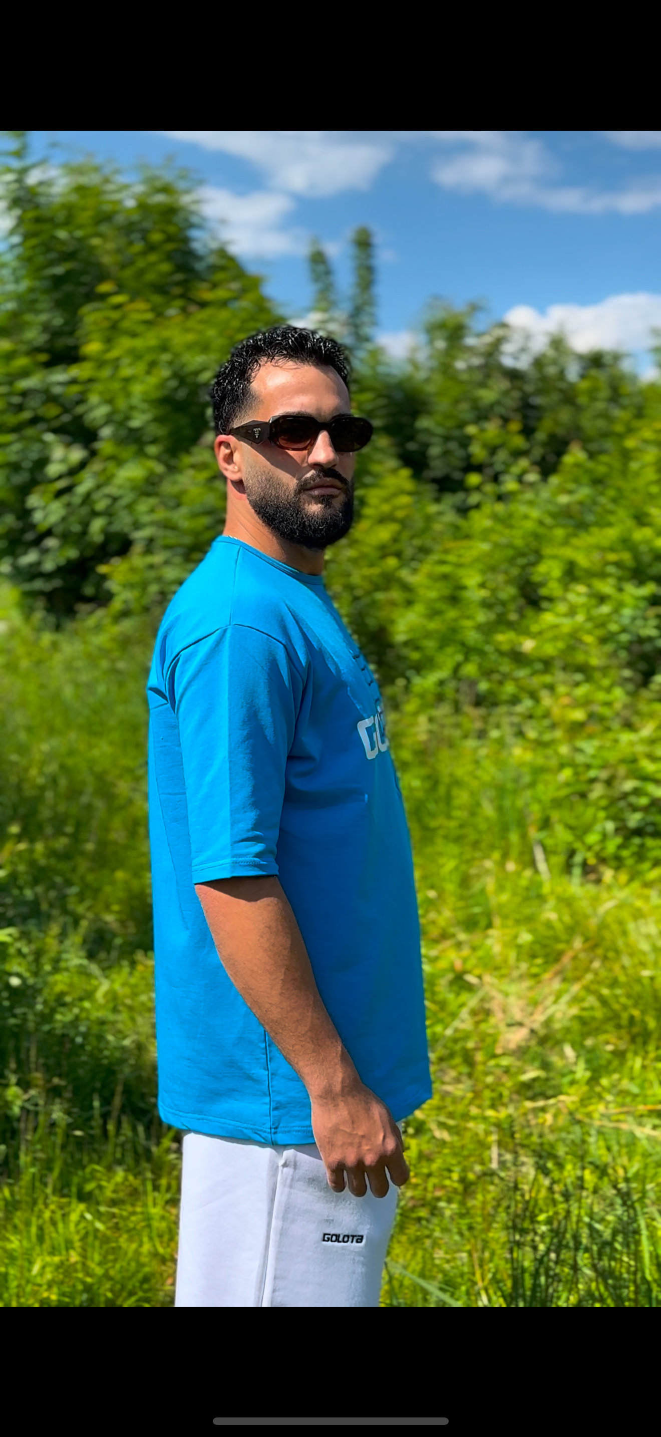 Унисекс Oversize Тениска - Baby Blue, Logo