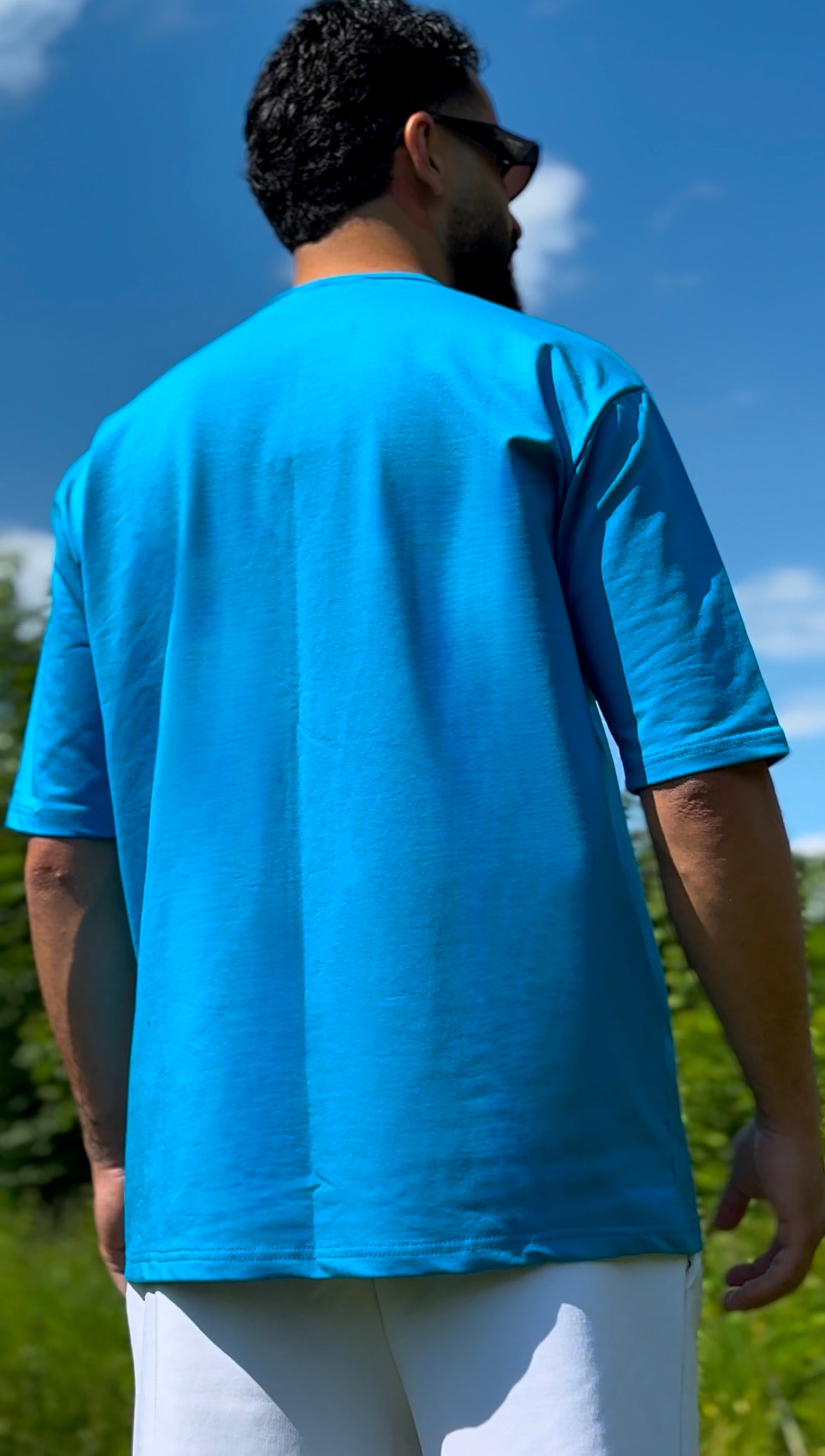 Унисекс Oversize Тениска - Baby Blue, Logo