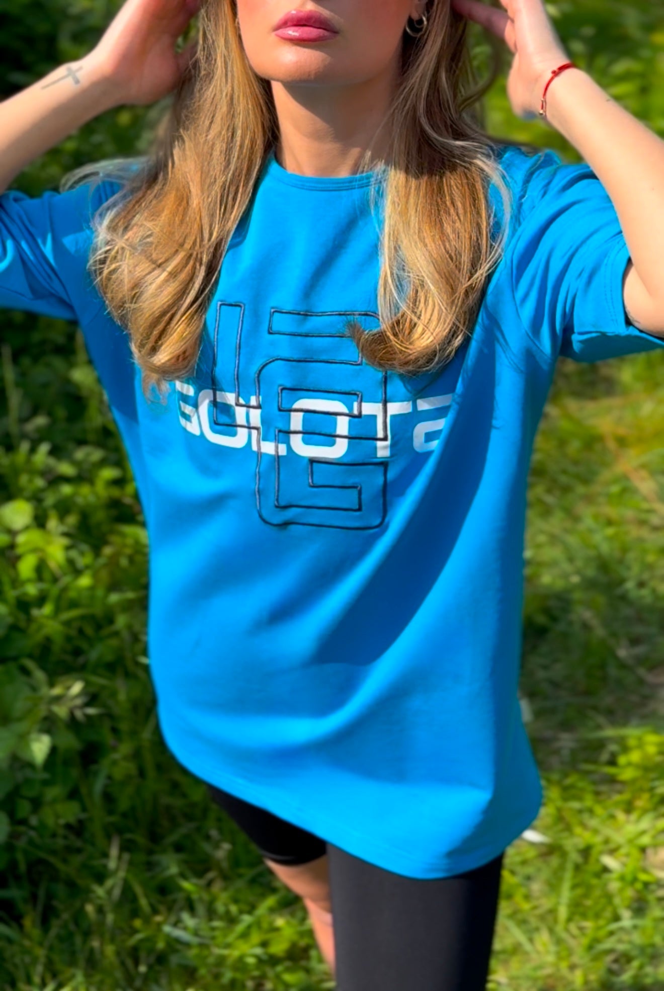 Унисекс Oversize Тениска - Baby Blue, Logo
