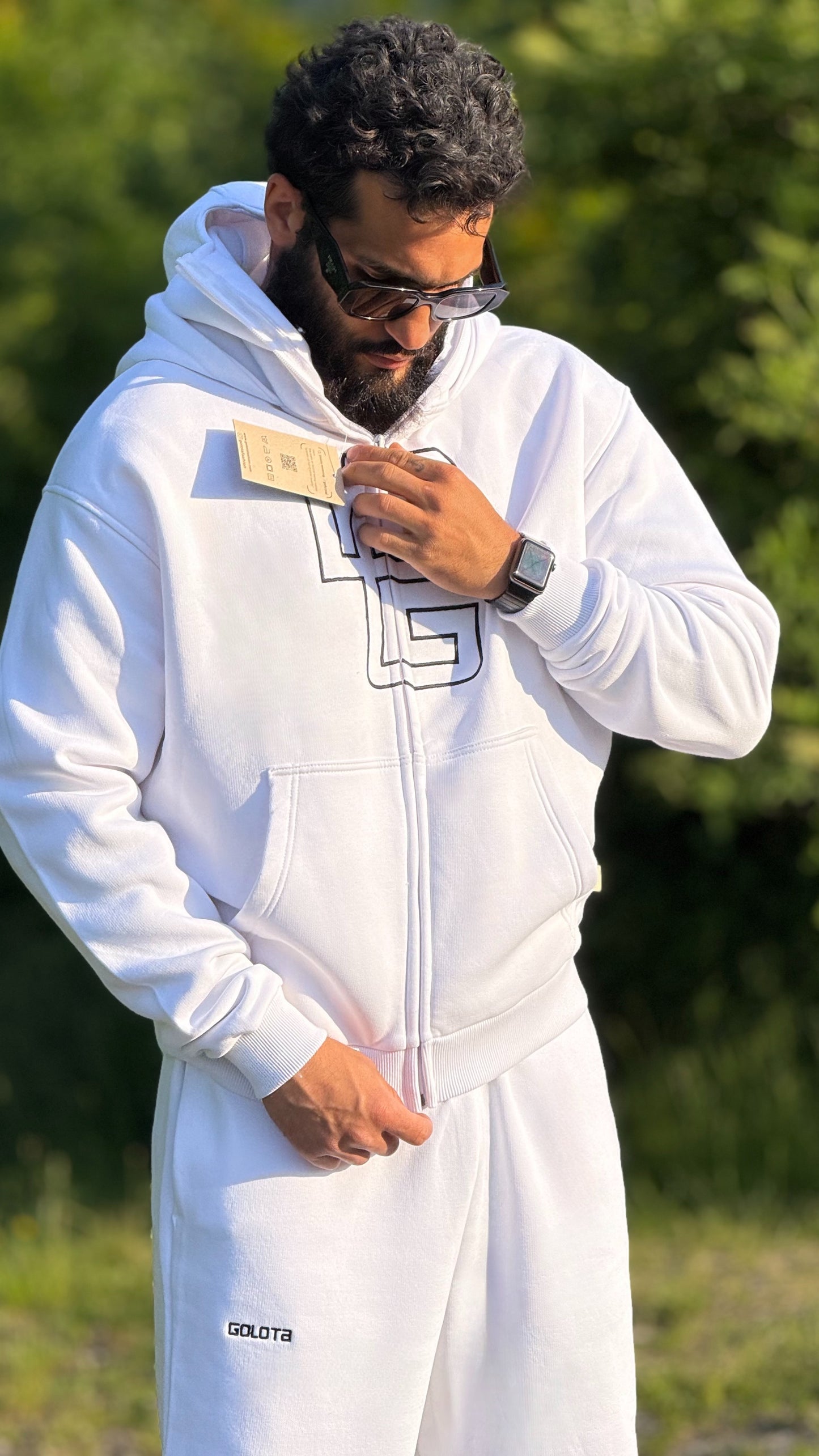 Unisex Oversize Mask Hoodie - Off-White, Logo