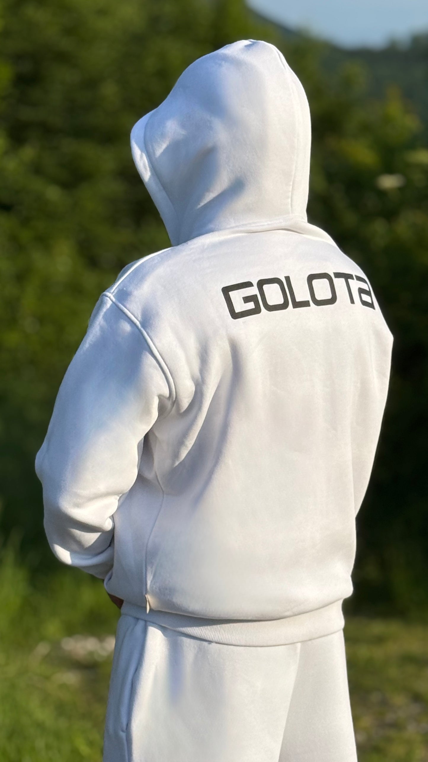 Unisex Oversize Mask Hoodie - Off-White, Logo