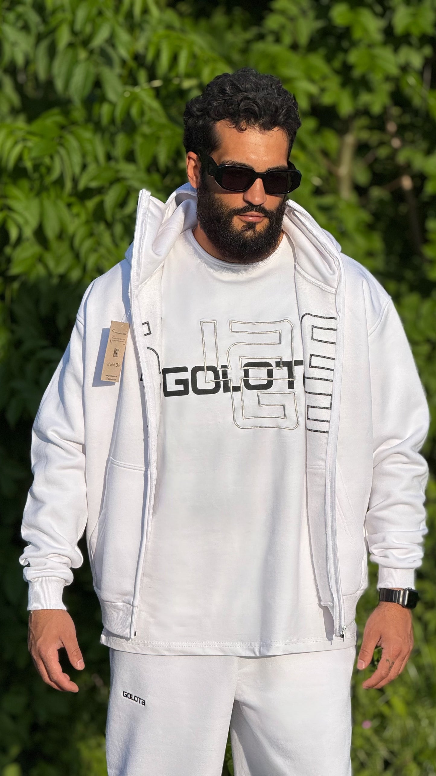 Unisex Oversize Mask Hoodie - Off-White, Logo