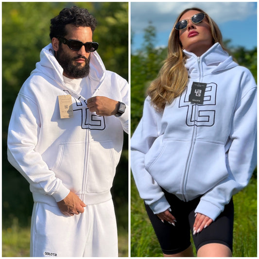 Unisex Oversize Mask Hoodie - Off-White, Logo