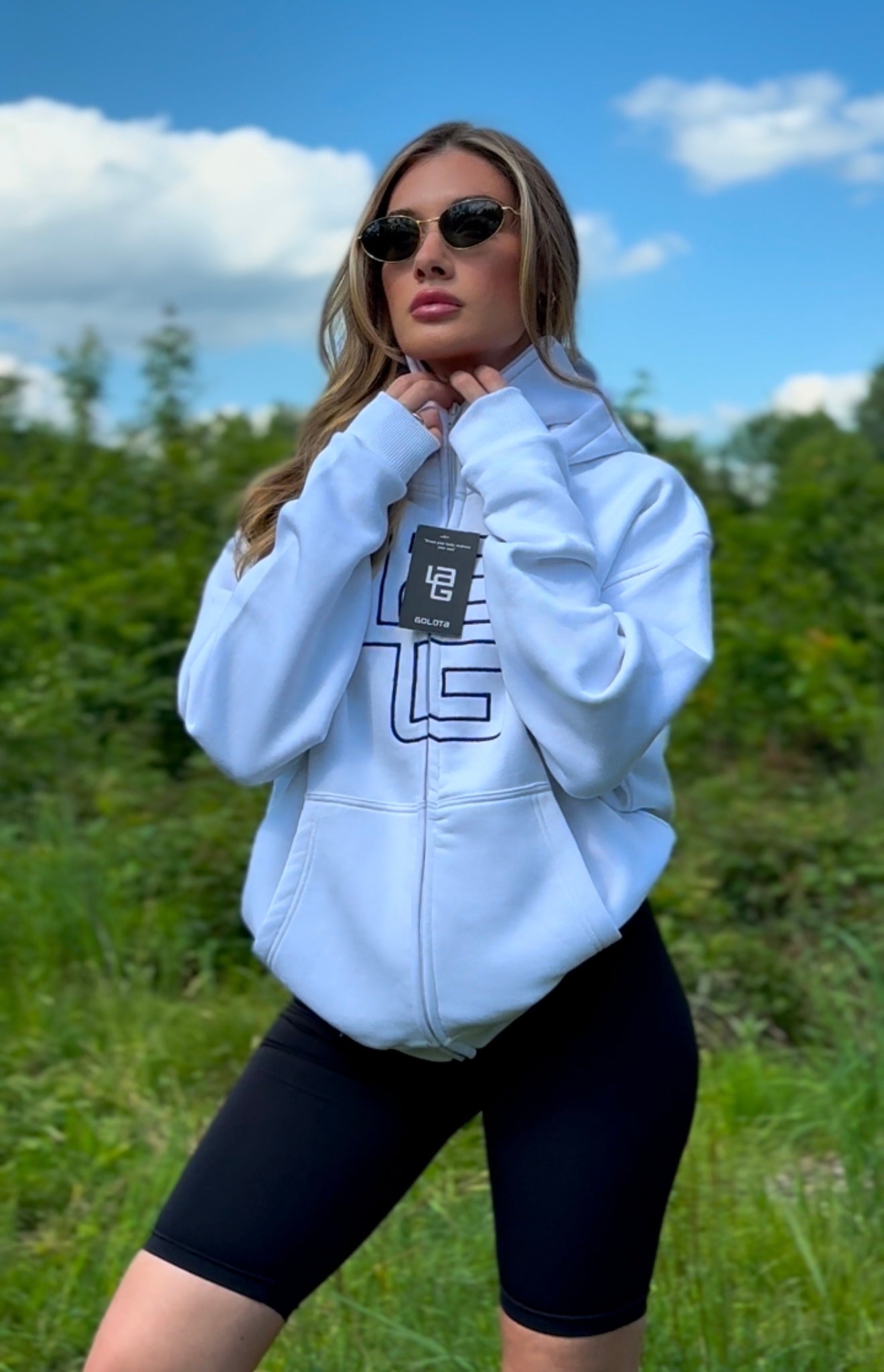 Unisex Oversize Mask Hoodie - Off-White, Logo