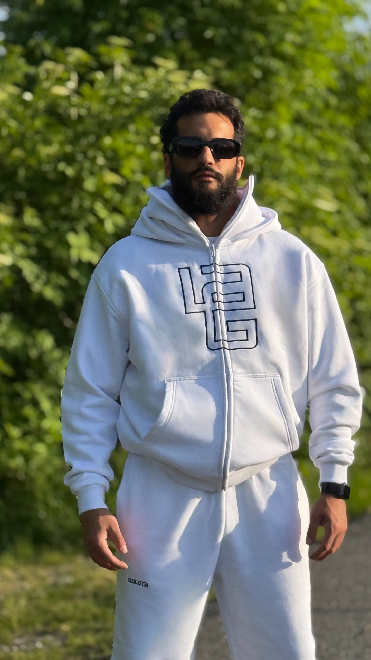Unisex Oversize Mask Hoodie - Off-White, Logo