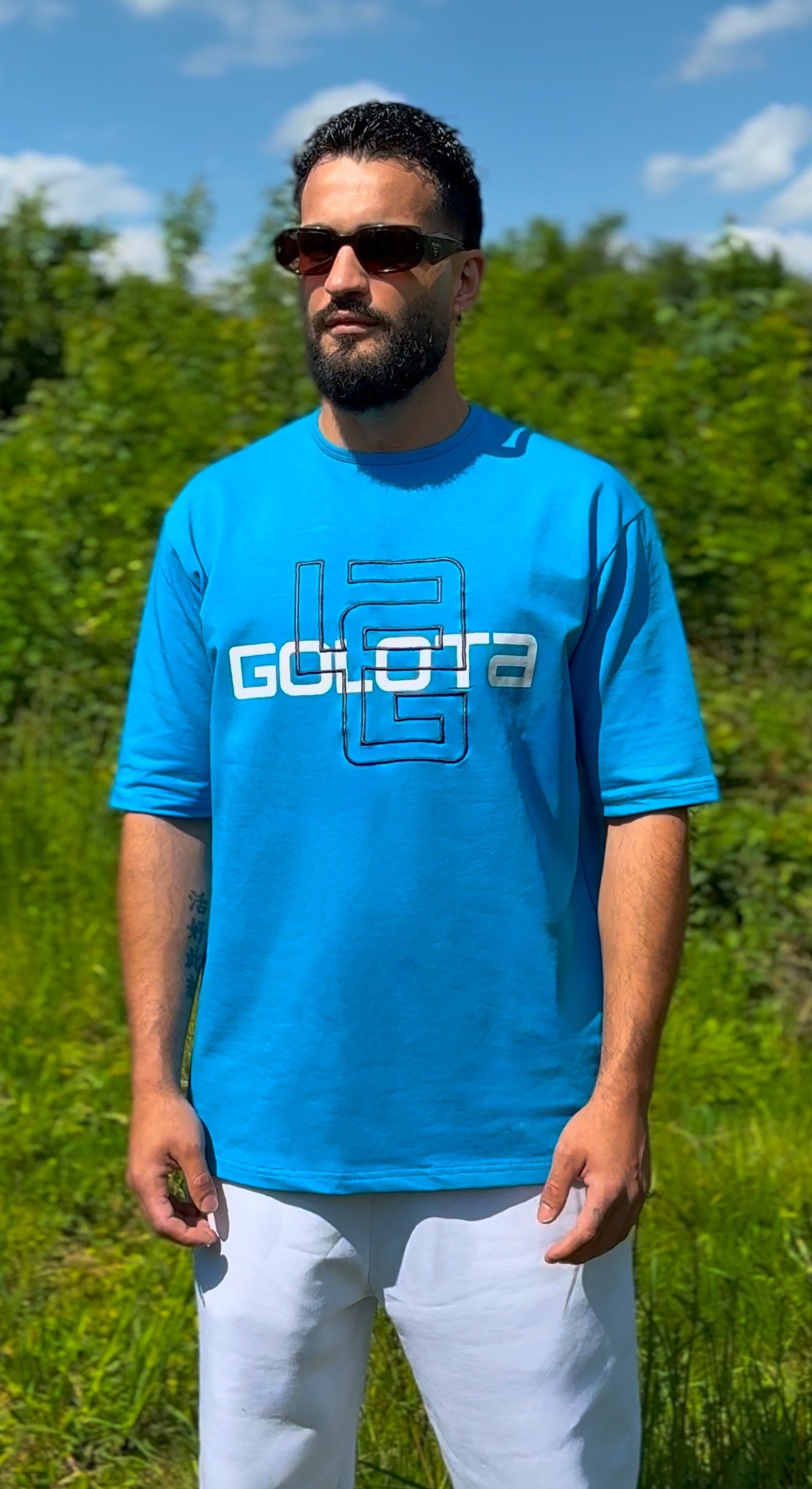 Унисекс Oversize Тениска - Baby Blue, Logo