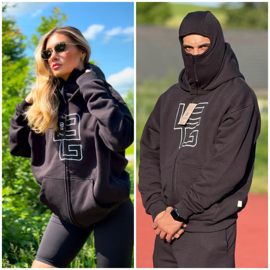 Unisex Oversize Mask Hoodie - Black, Logo